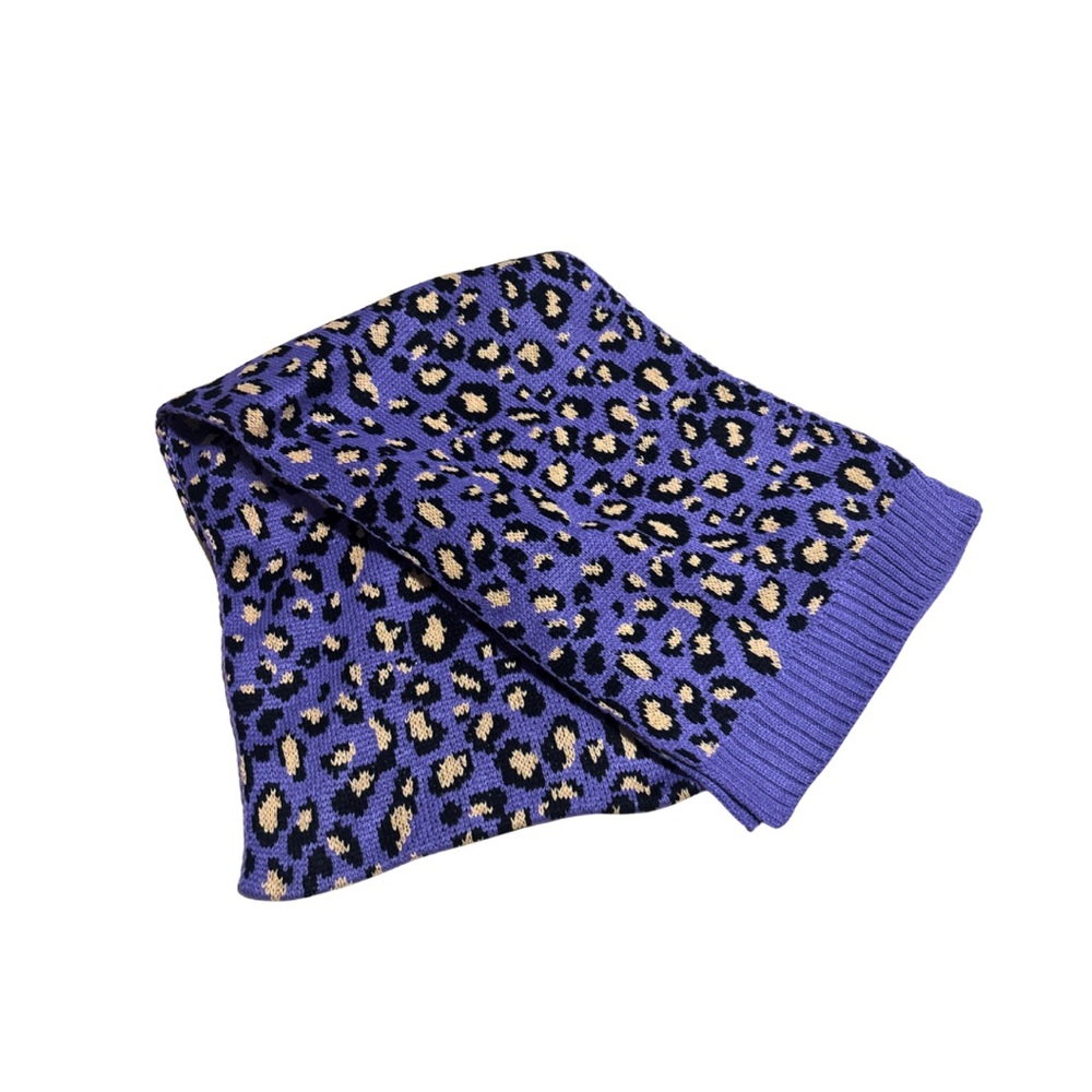 Purple Leopard Print Scarf and Gloves Set - Picture 2 of 3